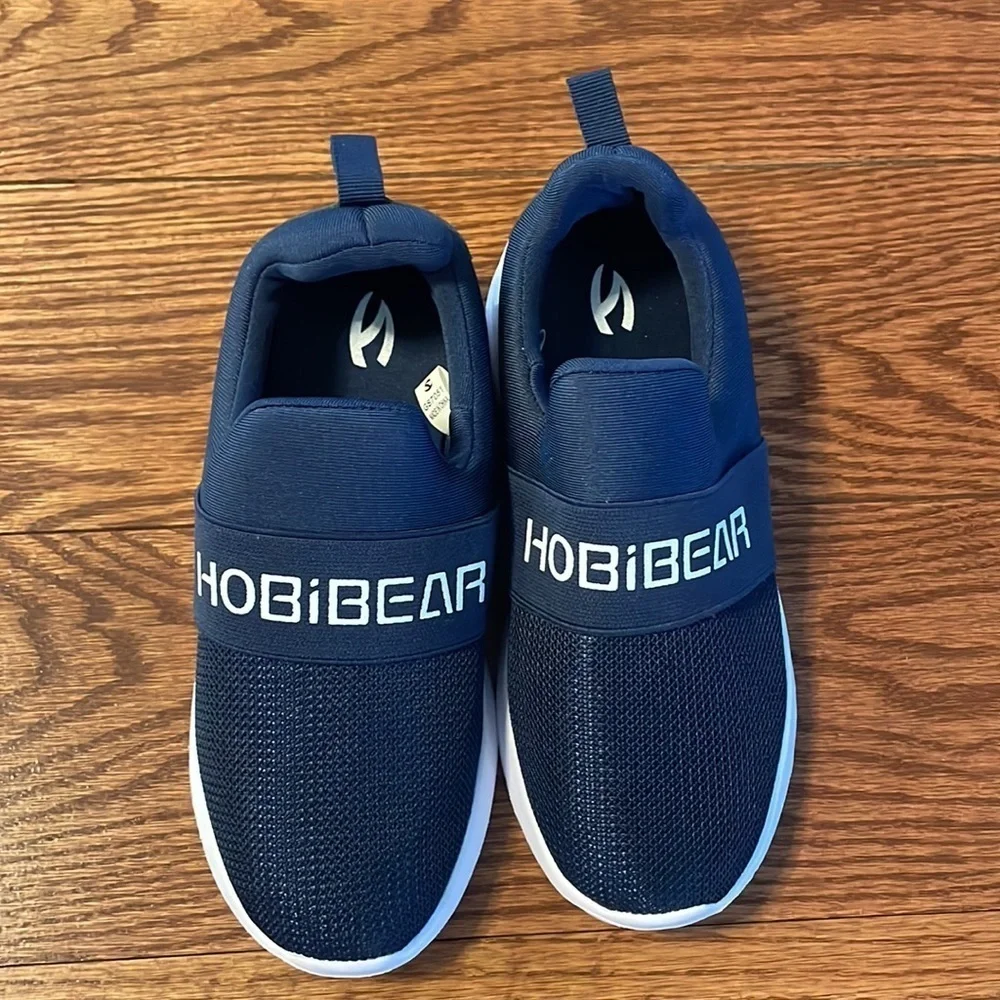 HOBIBEAR slip on boys girls walking running sneakers LIGHTWEIGHT blue white 13.5